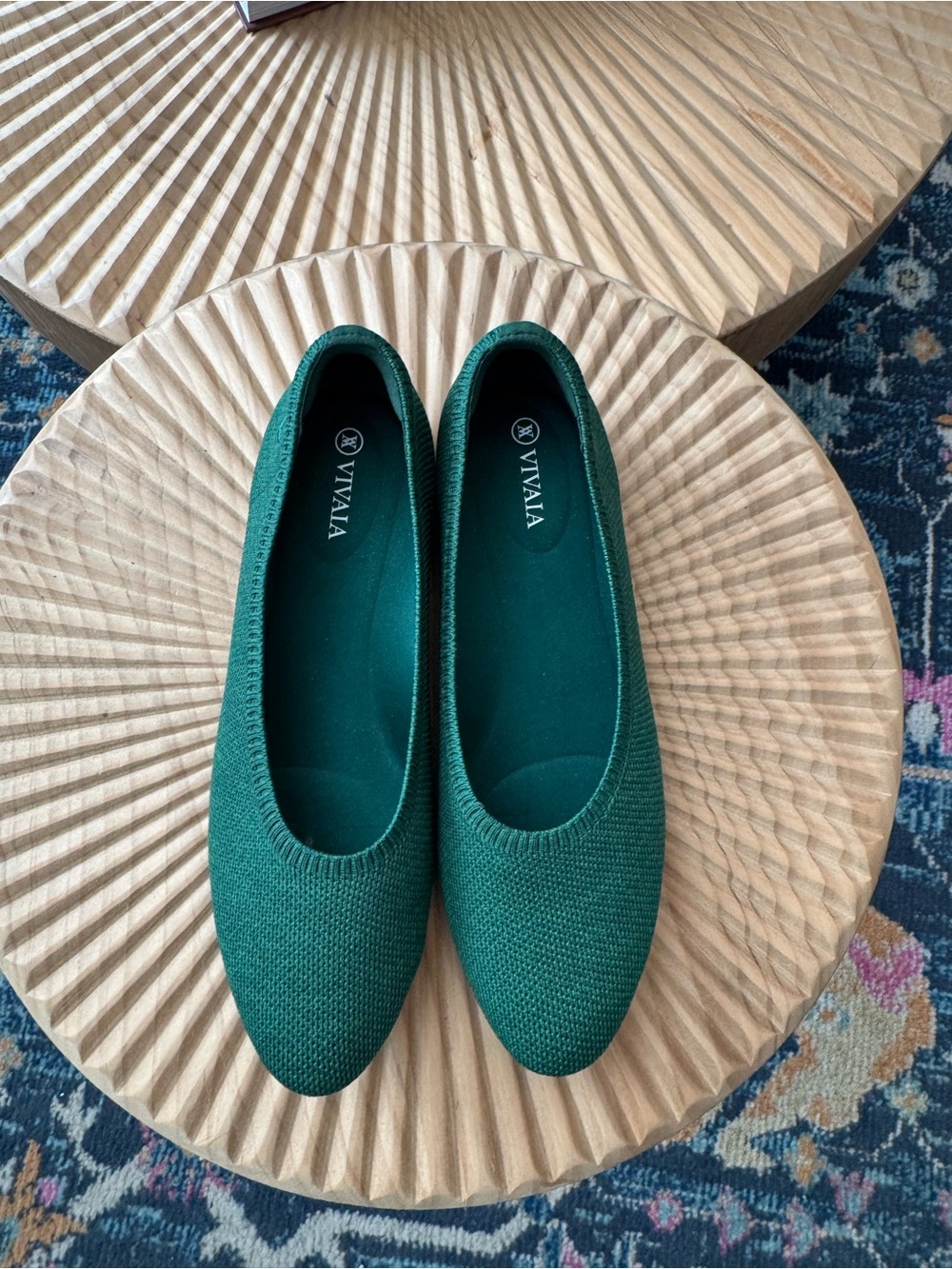 VIVAIA Green Knit Ballet Flats